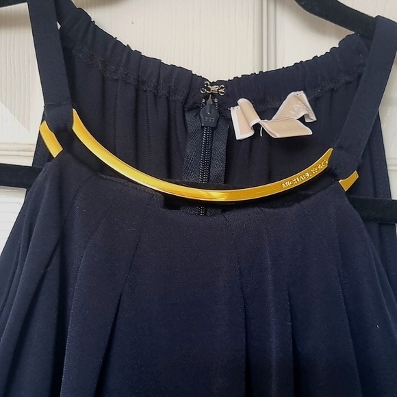 Michael Kors black halter dress with gold necklace accent - Picture 4 of 6